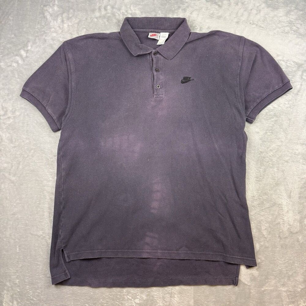 Vintage Nike Polo Shirt Mens XL Purple Sun Faded Distressed 90s Swoosh